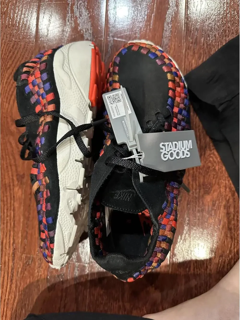 Size 5 Nike Air Footscape Woven Black Rainbow